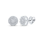 10kt White Gold Men's Round Diamond Cluster Earrings - 1 Cttw | Exquisite Brilliance - Splendid Jewellery