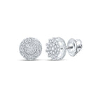10kt White Gold Men's Round Diamond Cluster Earrings - 1 Cttw | Exquisite Brilliance - Splendid Jewellery