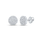 10kt White Gold Men's Round Diamond Cluster Earrings - 1 Cttw | Exquisite Brilliance - Splendid Jewellery