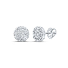 Load image into Gallery viewer, 10kt White Gold Men's Round Diamond Cluster Earrings - 1 Cttw | Exquisite Brilliance - Splendid Jewellery