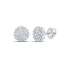 10kt White Gold Men's Round Diamond Cluster Earrings - 1 Cttw | Exquisite Brilliance - Splendid Jewellery