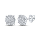 10kt White Gold Men's Round Diamond Cluster Earrings 3/4 Cttw | Exquisite Brilliance - Splendid Jewellery