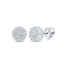 10kt White Gold Men's Round Diamond Cluster Earrings - Captivating Brilliance - Splendid Jewellery
