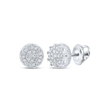 Load image into Gallery viewer, 10kt White Gold Men's Round Diamond Cluster Earrings - Captivating Brilliance - Splendid Jewellery