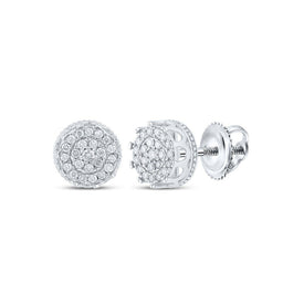 10kt White Gold Men's Round Diamond Cluster Earrings - Captivating Brilliance - Splendid Jewellery