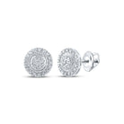 10kt White Gold Men's Round Diamond Cluster Earrings - Captivating Brilliance - Splendid Jewellery