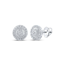 Load image into Gallery viewer, 10kt White Gold Men's Round Diamond Cluster Earrings - Captivating Brilliance - Splendid Jewellery