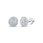 10kt White Gold Men's Round Diamond Cluster Earrings - Captivating Brilliance - Splendid Jewellery