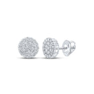 10kt White Gold Men's Round Diamond Cluster Earrings - Captivating Brilliance - Splendid Jewellery