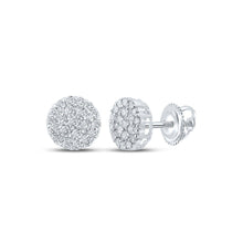 Load image into Gallery viewer, 10kt White Gold Men's Round Diamond Cluster Earrings - Captivating Brilliance - Splendid Jewellery