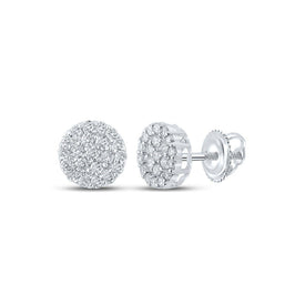10kt White Gold Men's Round Diamond Cluster Earrings - Captivating Brilliance - Splendid Jewellery