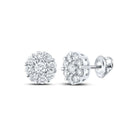 10kt White Gold Men's Round Diamond Cluster Earrings - Captivating Brilliance - Splendid Jewellery
