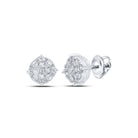 10kt White Gold Men's Round Diamond Cluster Earrings - Captivating Brilliance - Splendid Jewellery