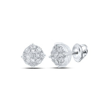 Load image into Gallery viewer, 10kt White Gold Men's Round Diamond Cluster Earrings - Captivating Brilliance - Splendid Jewellery