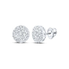 10kt White Gold Men's Round Diamond Cluster Earrings - Captivating Brilliance - Splendid Jewellery