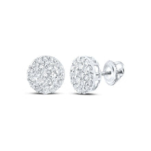 Load image into Gallery viewer, 10kt White Gold Men's Round Diamond Cluster Earrings - Captivating Brilliance - Splendid Jewellery