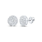 10kt White Gold Men's Round Diamond Cluster Earrings - Captivating Brilliance - Splendid Jewellery