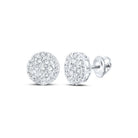 10kt White Gold Men's Round Diamond Cluster Earrings - Captivating Brilliance - Splendid Jewellery