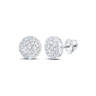 10kt White Gold Men's Round Diamond Cluster Earrings - Captivating Brilliance - Splendid Jewellery