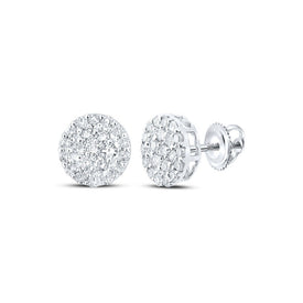 10kt White Gold Men's Round Diamond Cluster Earrings - Captivating Brilliance - Splendid Jewellery