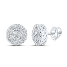 10kt White Gold Men's Round Diamond Cluster Earrings - Captivating Brilliance - Splendid Jewellery