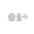10kt White Gold Men's Round Diamond Cluster Earrings - Dazzling Brilliance - Splendid Jewellery
