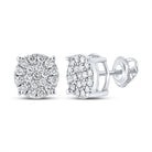 10kt White Gold Men's Round Diamond Cluster Earrings - Dazzling Brilliance - Splendid Jewellery