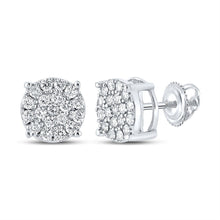 Load image into Gallery viewer, 10kt White Gold Men's Round Diamond Cluster Earrings - Dazzling Brilliance - Splendid Jewellery