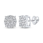 10kt White Gold Men's Round Diamond Cluster Earrings - Dazzling Brilliance - Splendid Jewellery