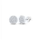 10kt White Gold Men's Round Diamond Cluster Earrings - Exquisite Brilliance - Splendid Jewellery