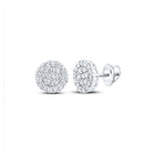 10kt White Gold Men's Round Diamond Cluster Earrings - Exquisite Brilliance - Splendid Jewellery
