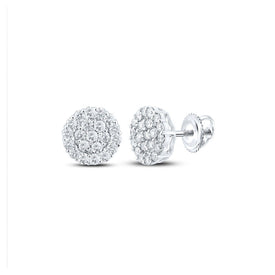 10kt White Gold Men's Round Diamond Cluster Earrings - Exquisite Brilliance - Splendid Jewellery