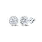 10kt White Gold Men's Round Diamond Cluster Earrings - Exquisite Brilliance - Splendid Jewellery
