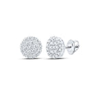 10kt White Gold Men's Round Diamond Cluster Earrings - Exquisite Brilliance - Splendid Jewellery