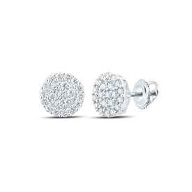 10kt White Gold Men's Round Diamond Cluster Earrings - Exquisite Brilliance - Splendid Jewellery