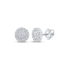 10kt White Gold Men's Round Diamond Cluster Earrings - Exquisite Brilliance - Splendid Jewellery
