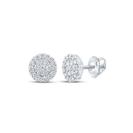 10kt White Gold Men's Round Diamond Cluster Earrings - Exquisite Brilliance - Splendid Jewellery