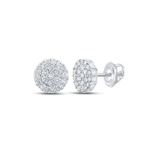 Load image into Gallery viewer, 10kt White Gold Men's Round Diamond Cluster Earrings - Exquisite Brilliance - Splendid Jewellery