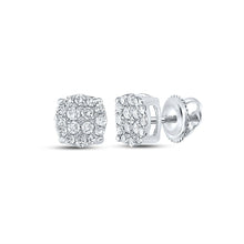 Load image into Gallery viewer, 10kt White Gold Men's Round Diamond Cluster Earrings - Exquisite Brilliance - Splendid Jewellery