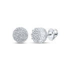10kt White Gold Men's Round Diamond Cluster Earrings - Sparkling Brilliance - Splendid Jewellery