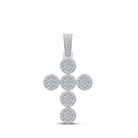 10kt White Gold Men's Round Diamond Cross Charm Pendant - 2 Cttw | Splendid Jewellery - Splendid Jewellery