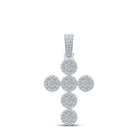 10kt White Gold Men's Round Diamond Cross Charm Pendant - 2 Cttw | Splendid Jewellery - Splendid Jewellery