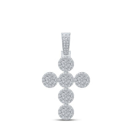 10kt White Gold Men's Round Diamond Cross Charm Pendant - 2 Cttw | Splendid Jewellery - Splendid Jewellery