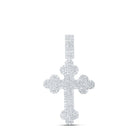 10kt White Gold Men's Round Diamond Cross Charm Pendant - 2 Cttw | Splendid Jewellery - Splendid Jewellery