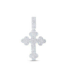 Load image into Gallery viewer, 10kt White Gold Men's Round Diamond Cross Charm Pendant - 2 Cttw | Splendid Jewellery - Splendid Jewellery