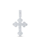 10kt White Gold Men's Round Diamond Cross Charm Pendant - 2 Cttw | Splendid Jewellery - Splendid Jewellery