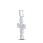 10kt White Gold Men's Round Diamond Cross Charm Pendant - 2 Cttw | Splendid Jewellery - Splendid Jewellery