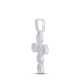 10kt White Gold Men's Round Diamond Cross Charm Pendant - 2 Cttw | Splendid Jewellery - Splendid Jewellery