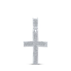 10kt White Gold Men's Round Diamond Cross Charm Pendant - A Dazzling Symbol of Faith and Style - Splendid Jewellery