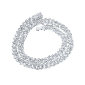 10kt White Gold Men's Round Diamond Cuban 20 - inch Link Chain Necklace - Exquisite Brilliance - Splendid Jewellery